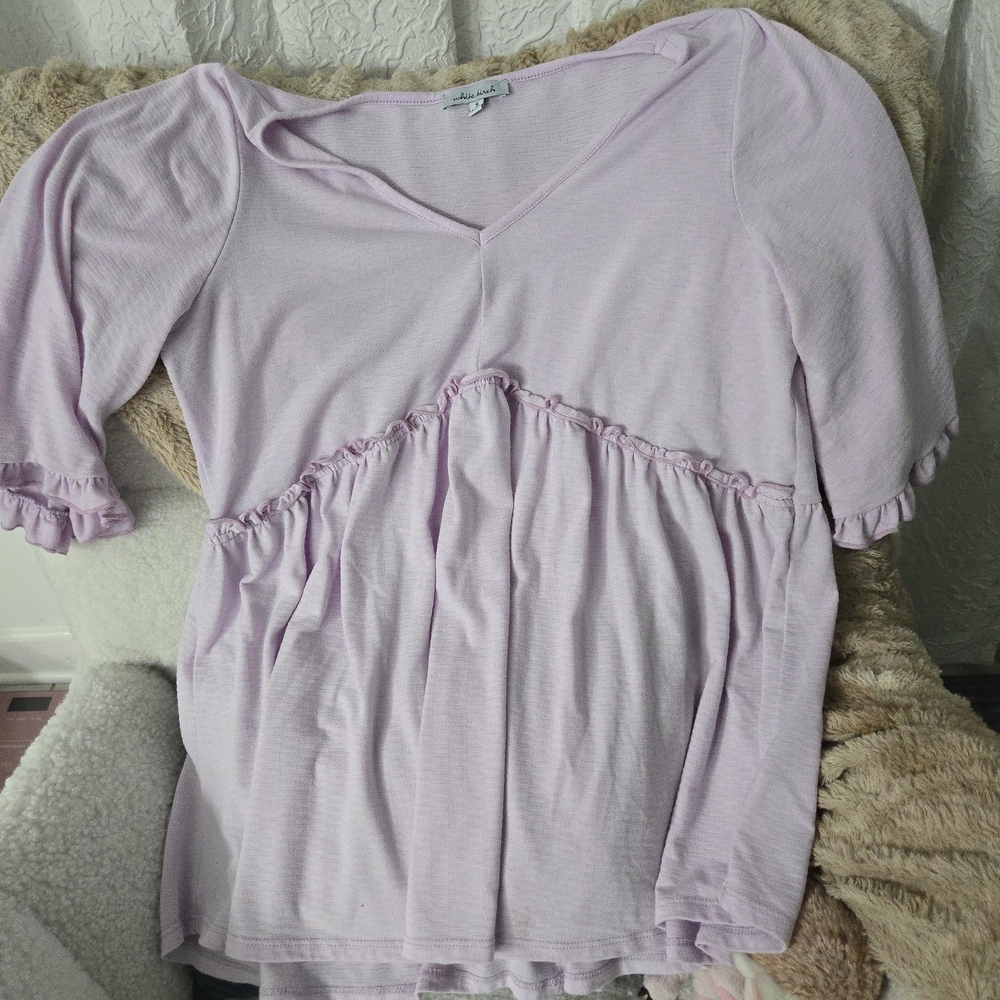 Lavender Ruffle Trim Women's Top